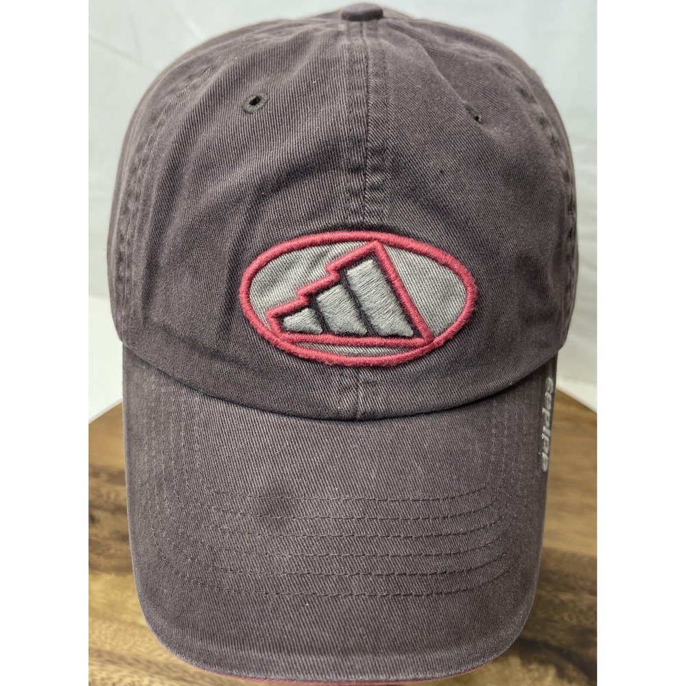 Adidas Climalite Cap Hat Brown Red great logo Adjustable